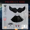 Halloween Kostüm Damen 7-teilig, Teufel Engel Set, Produktbild-Vorschau 4