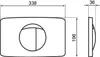Technical drawing of a toilet flush plate with dimensions. Produktbild-Vorschau