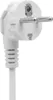 A close-up of a white EU-style electrical plug with silver prongs. Podgląd zdjęcia produktu