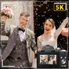 A wedding scene with confetti falling, framed by a camera interface. Produktbild-Vorschau