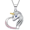 Einhorn Kette Herz-Anhänger Echtsilber Märchen Schmuck für Kinder Produktbild-Vorschau