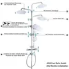Diagram of a shower system with callouts highlighting features and dimensions. Podgląd zdjęcia produktu