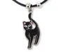 Wachskordelhalskette - schwarze Katze aus Metall Produktbild-Vorschau 4