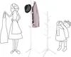 A drawing of a woman holding a garment, a coat rack with a hat and jacket, and a child holding a garment. Produktbild-Vorschau
