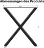 Nogi do stołu Wiltec zestaw 2 ze stali w profilu X 72x60cm Podgląd zdjęcia produktu 11