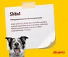A dog looking surprised next to a note with product ingredients. Produktbild-Vorschau