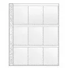 A clear, top-down view of an empty A4 size plastic sheet protector with multiple pockets, designed for organizing documents or collectibles. Anteprima dell’immagine prodotto