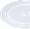 A close-up, angled view of a clear glass turntable plate for a microwave. Anteprima dell’immagine prodotto