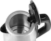 A close-up view of the open lid and interior of a stainless steel electric kettle. Voir les images du produit