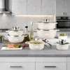 Set di 12 pentole in marmo con coperchio in vetro Set di Anteprima dell’immagine prodotto 2