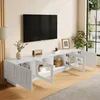 Merax TV Lowboard mit Bogentüren und Glastüren, TV Schrank Produktbild-Vorschau 3