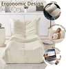 Relaxsessel mit Fußhocker Beige Teddyfell – Weiches Lazy Produktbild-Vorschau 5