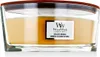 A WoodWick candle in a glass container with a wooden lid. Voir les images du produit