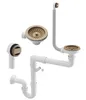 A collection of sink drain components, including strainers, traps, and pipes, arranged against a white background. Produktbild-Vorschau