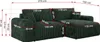 A dimensioned diagram of a green cord sectional sofa. Produktbild-Vorschau