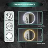 A split image showing two different lighting options for a frameless round LED mirror. Anteprima dell’immagine prodotto
