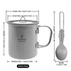 Kaffeetasse aus Titanlegierung mit Deckel, Camping-Becher Produktbild-Vorschau 6