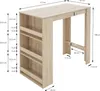 A diagram of a bar table with dimensions and shelf details. Náhled obrázku produktu