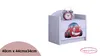 A white children's nightstand with a red car graphic and a pink alarm clock on top, set against a white background. Náhled obrázku produktu