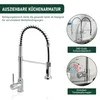 A kitchen faucet with accompanying diagrams illustrating its features. Produktbild-Vorschau