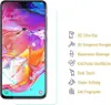 A smartphone screen protector is shown next to a smartphone, with feature callouts on the right. Produktbild-Vorschau