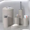 6tlg Badset Badezimmer Zubehör Set Organizer: (Beige Design Produktbild-Vorschau 3
