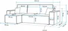 A diagram showing the dimensions of a sectional sofa. Produktbild-Vorschau