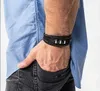 Schwarzes Lederarmband mit Stahlelementen, 21 cm Produktbild-Vorschau 7
