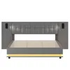 A modern gray upholstered bed frame with integrated LED lighting and a tufted headboard. Anteprima dell’immagine prodotto
