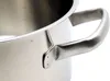 A close-up view of the handle and upper rim of a stainless steel pot. Anteprima dell’immagine prodotto