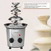 A chocolate fountain is shown next to a diagram of its inner workings. Podgląd zdjęcia produktu