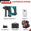 A product image displaying a cordless hammer drill and its accessories, laid out on a white background. Voir les images du produit