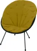 A yellow cushion on a black chair with black legs against a white background. Produktbild-Vorschau