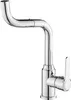 A chrome kitchen faucet with a curved spout and a single lever handle, isolated on a white background. Produktbild-Vorschau