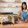 Relaxdays stojan na víno s držákem na sklenice, 8 lahví a 6 Náhled obrázku produktu 3