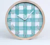 Holzuhr 20fi cm wanduhr - weiße Spitzen - blau Gitter Produktbild-Vorschau 1