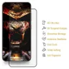 A screen protector with a samurai lion design is shown next to a list of its features. Produktbild-Vorschau