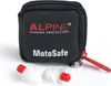 A black carrying case for Alpine MotoSafe earplugs, with two earplugs in the foreground. Anteprima dell’immagine prodotto