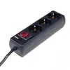 A black power strip with three outlets and a red switch on a white background. Anteprima dell’immagine prodotto