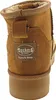 The back view of a brown boot with a label. Anteprima dell’immagine prodotto