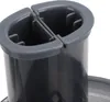 A close-up view of the top of a gray plastic kitchen appliance attachment with two separate compartments. Produktbild-Vorschau