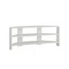 A white corner TV stand with three shelves against a white background. Produktbild-Vorschau