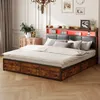 ProximaX Černá manželská postel 180x200 cm s LED diodami, 4 Náhled obrázku produktu 8