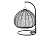 A black hanging egg chair with a beige cushion, shown on a white background. Náhled obrázku produktu