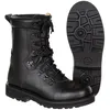 A pair of black leather combat boots and a separate sole are displayed against a white background. Produktbild-Vorschau