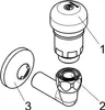 An exploded view of a plumbing component, showing three parts labeled 1, 2, and 3. Anteprima dell’immagine prodotto