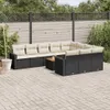 11-tlg. Garten-Sofagarnitur mit Kissen Schwarz Poly Rattan Produktbild-Vorschau 1
