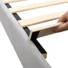 A close-up view of a bed frame's wooden slats being assembled. Produktbild-Vorschau
