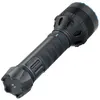 A black LED flashlight with blue accents, shown against a white background. Podgląd zdjęcia produktu
