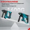 Two cordless hammer drills are shown on a balancing scale, with text highlighting their lightweight design. Voir les images du produit